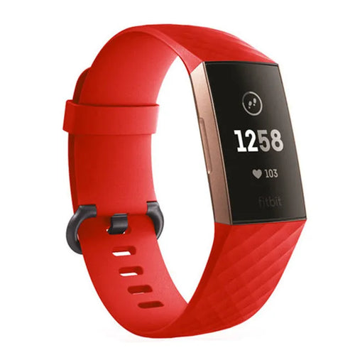 Silicone Strap, red, on a watch, 3/4 front view