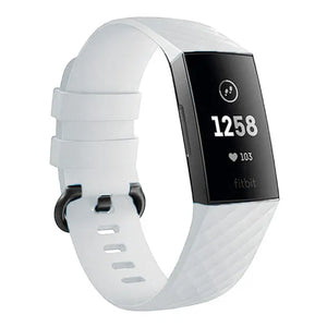 Silicone Strap, white, on a watch, 3/4 front view