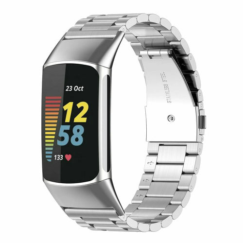 Steel Strap, silver, on a watch, 3/4 front view