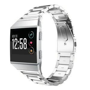 Steel Strap, silver, on a watch, 3/4 front view