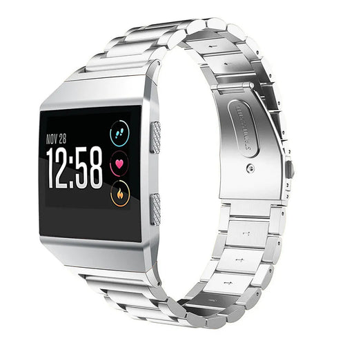 Steel Strap, silver, on a watch, 3/4 front view