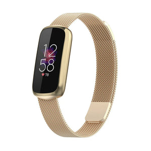 Milanese Strap, champagne, on a watch, 3/4 front view