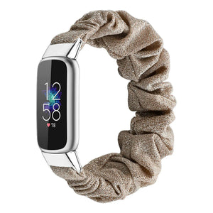 Nylon Scrunchie Strap, beige, on a watch, 3/4 front view