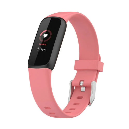 Silicone Strap, pink, on a watch, 3/4 front view