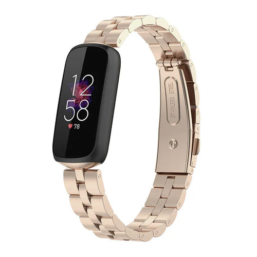 Steel Strap, champagne, on a watch, 3/4 front view