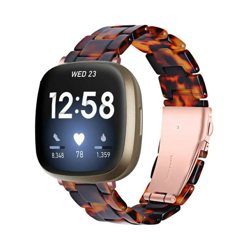 Metal Resin Strap, lava, on a watch, 3/4 front view