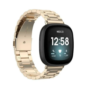 Steel Strap, champagne, on a watch, 3/4 front view
