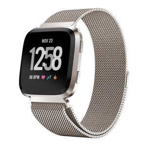 Milanese Strap, starlight, on a watch, 3/4 front view