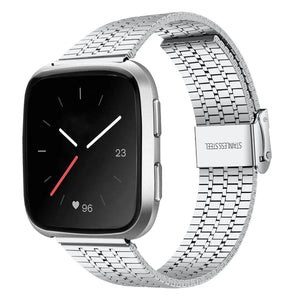 Fine Steel Strap, silver, on a watch, 3/4 front view