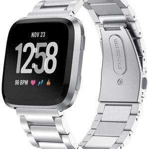 Steel Strap, silver, on a watch, 3/4 front view