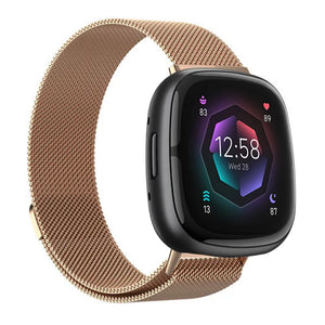 Milanese Strap, rose gold, on a watch, 3/4 front view