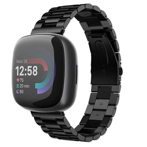 Steel Strap, black, on a watch, 3/4 front view