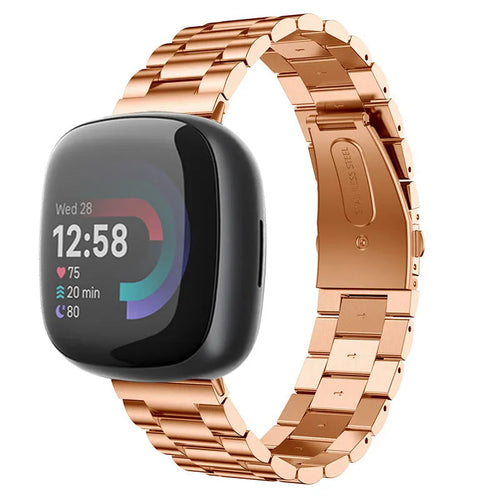 Steel Strap, rose gold, on a watch, 3/4 front view