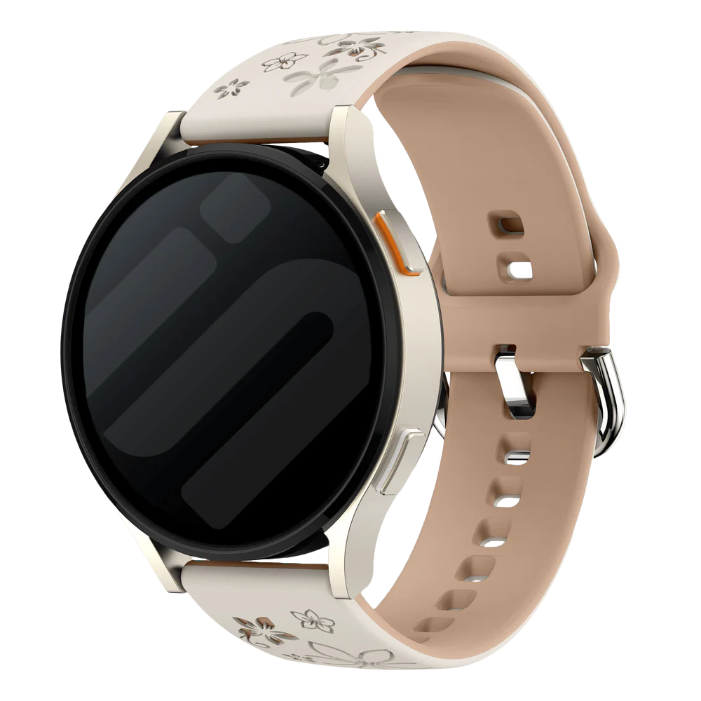 Bracelet silicone à fleurs Huawei Watch GT 6 - 41mm (lumière stellaire/beige)