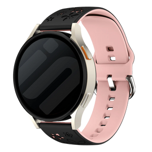 Bracelet silicone à fleurs Oppo Watch X2 Mini (noir/rose clair)