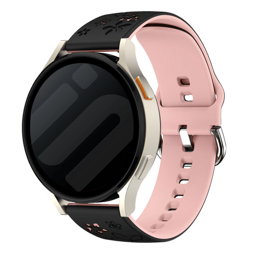 Bracelet silicone à fleurs Oppo Watch X2 Mini (noir/rose clair)