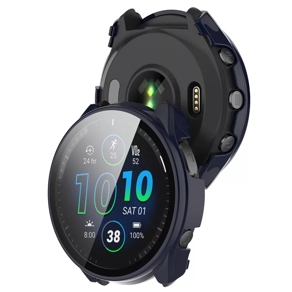 Coque rigide avec verre Garmin Forerunner 965 (bleu foncé)
