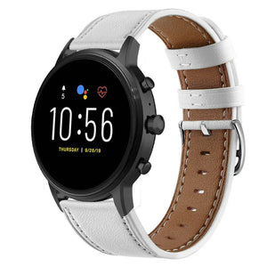 Modern Leather Strap, white, on a watch, 3/4 front view