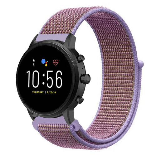Nylon Strap, lilac, on a watch, 3/4 front view