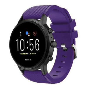 Twill Silicone Strap, purple, on a watch, 3/4 front view