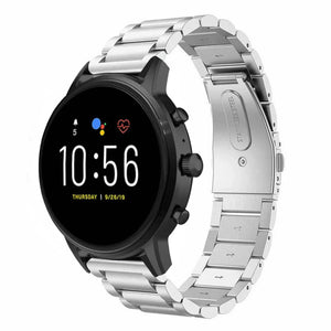 Steel Strap, silver, on a watch, 3/4 front view