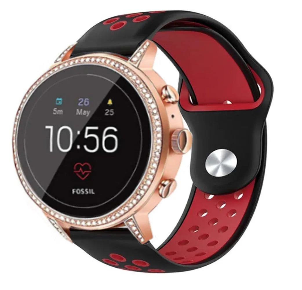 Silicone Sport Strap, on a watch, 3/4 front view