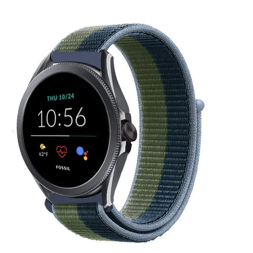 Nylon Strap, moss green, on a watch, 3/4 front view
