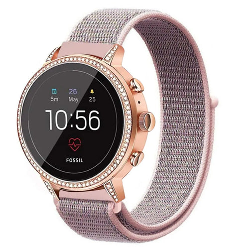 Bracelet nylon Fossil Gen 4 Venture HR (gris/rose)