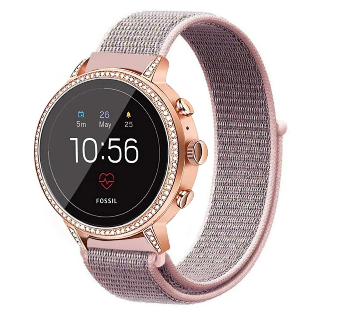 Bracelet nylon Fossil Gen 4 Venture HR (gris/rose)