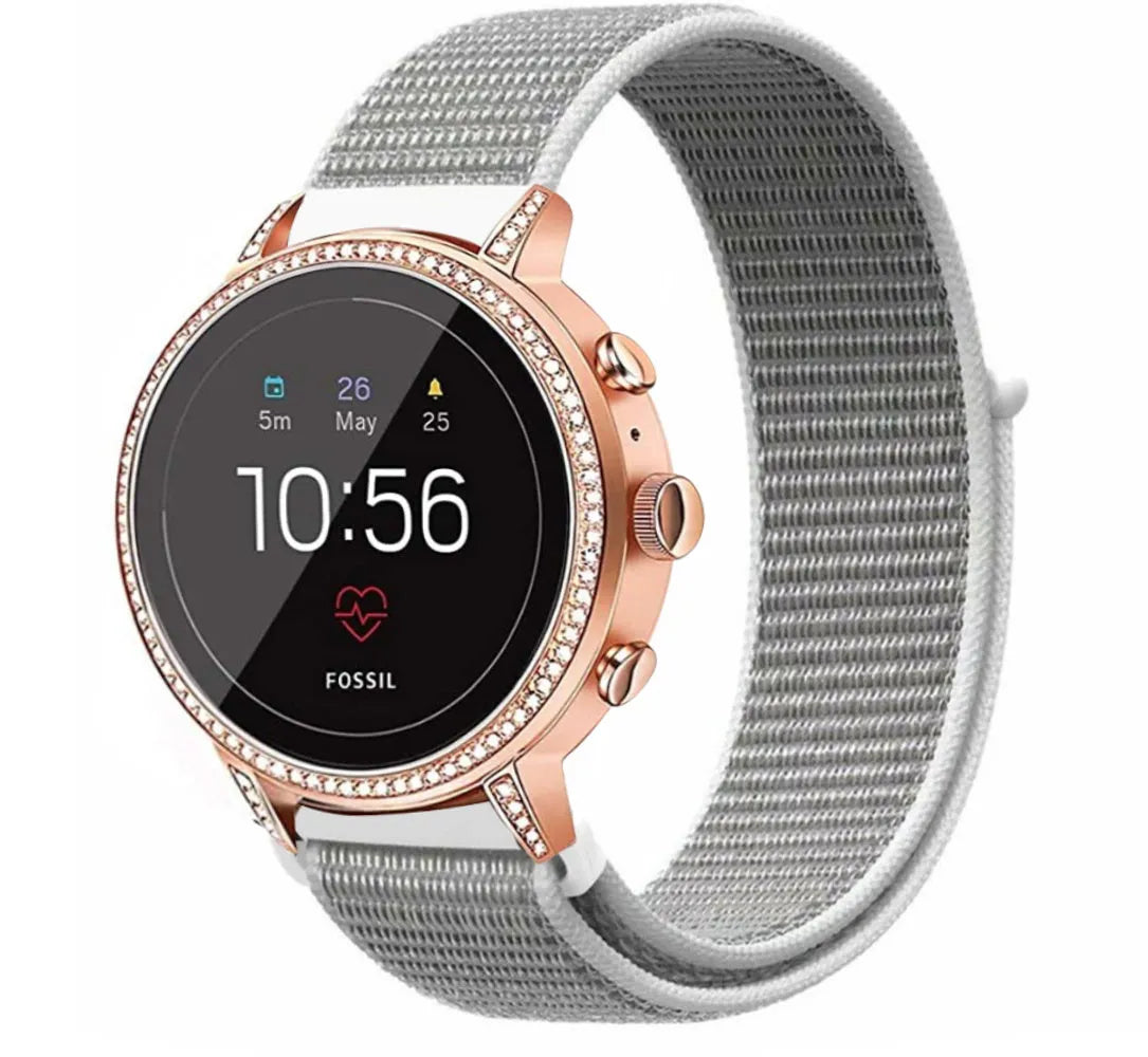 Bracelet nylon Fossil Gen 4 Venture HR (blanc/gris)