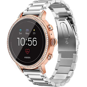 Steel Strap, silver, on a watch, 3/4 front view