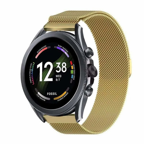 Milanese Strap, gold, on a watch, 3/4 front view
