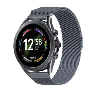 Milanese Strap, space grey, on a watch, 3/4 front view