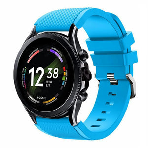 Twill Silicone Strap, light blue, on a watch, 3/4 front view