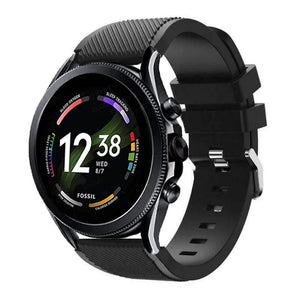 Twill Silicone Strap, black, on a watch, 3/4 front view