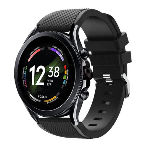 Twill Silicone Strap, black, on a watch, 3/4 front view