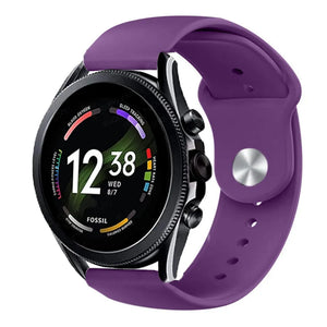 Silicone Sport Strap, purple, on a watch, 3/4 front view