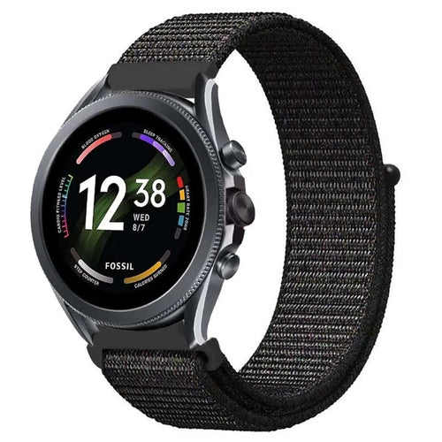 Nylon Strap, black, on a watch, 3/4 front view