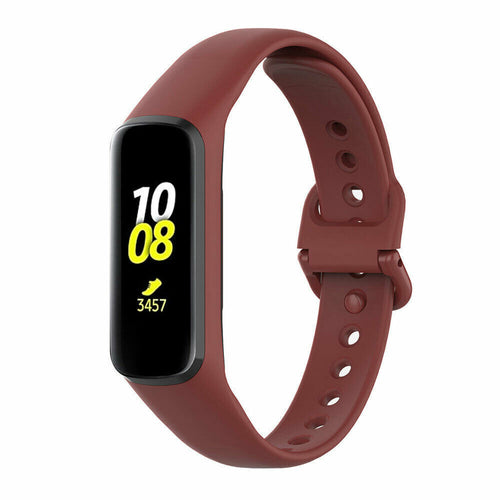 Silicone Strap, burgundy, on a watch, 3/4 front view
