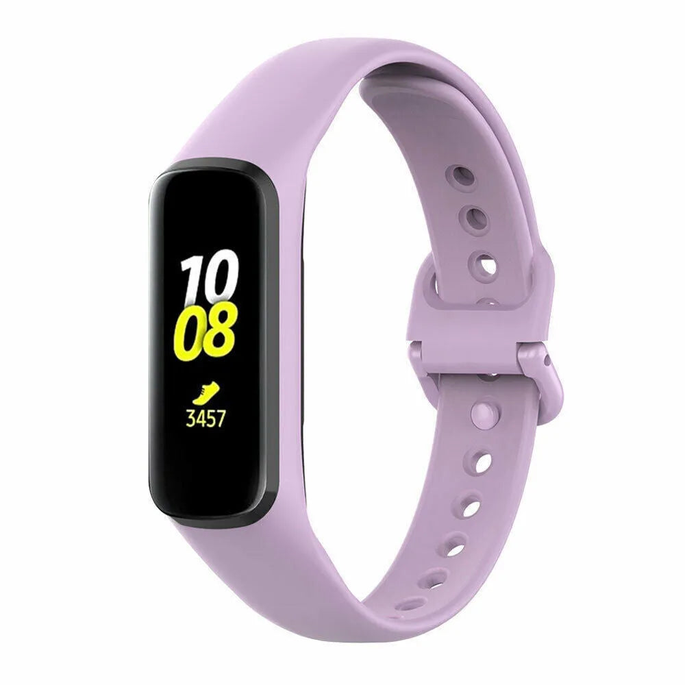 Silicone Strap, lavender, on a watch, 3/4 front view