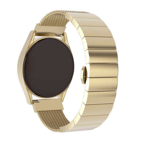 Milanese Steel Strap, gold, on a watch, 3/4 front view