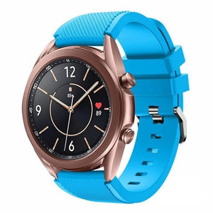 Twill Silicone Strap, light blue, on a watch, 3/4 front view