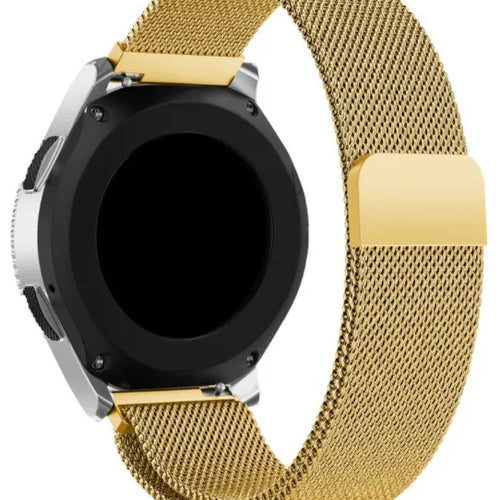 Milanese Strap, gold, on a watch, 3/4 front view