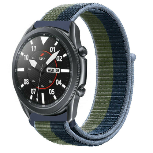 Nylon Strap, moss green, on a watch, 3/4 front view