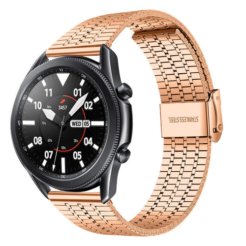 Fine Steel Strap, rose gold, on a watch, 3/4 front view