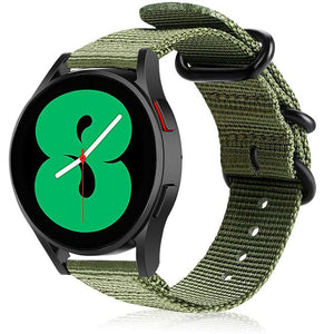 Nylon Buckle Strap, green, on a watch, 3/4 front view