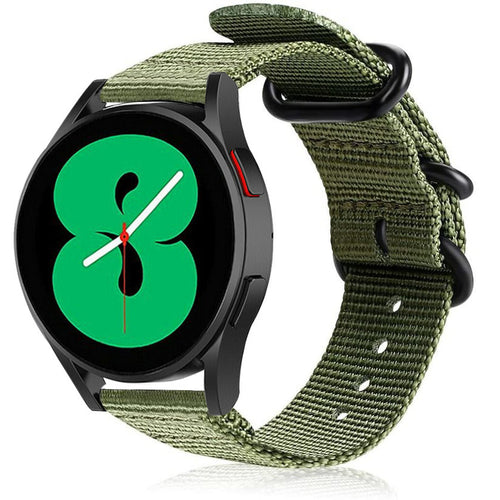 Nylon Buckle Strap, green, on a watch, 3/4 front view