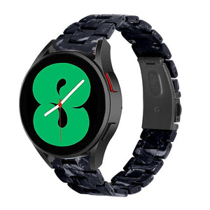 Metal Resin Strap, black/white, on a watch, 3/4 front view