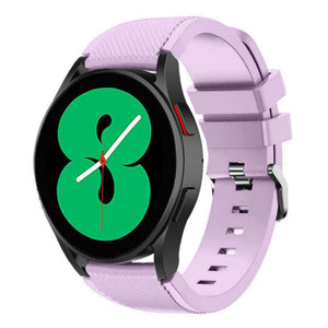 Twill Silicone Strap, lilac, on a watch, 3/4 front view