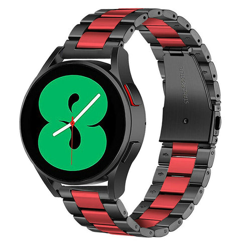 Steel Strap, black/red, on a watch, 3/4 front view